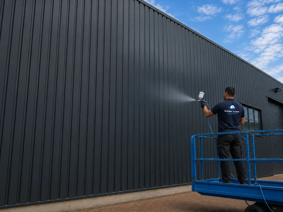 Damwand- & gevelbeplating coating — na reiniging